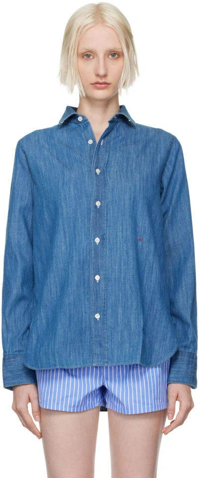 HOMMEGIRLS BLUE FADED COTTON SHIRT