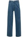 Hommegirls Medium Blue Straight Leg Jeans In Black