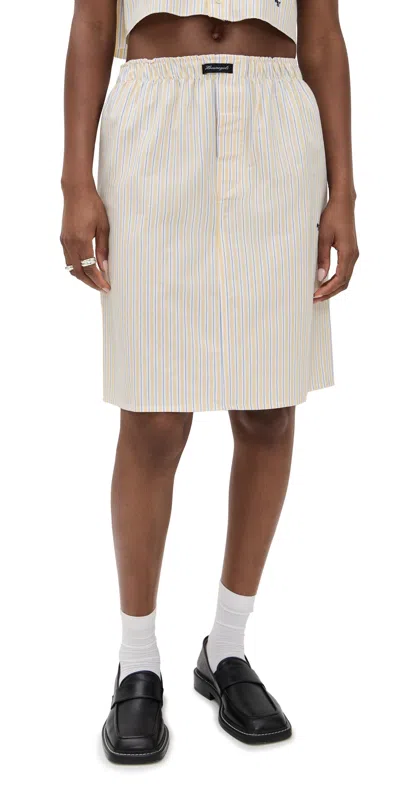 Hommegirls Boxer Pencil Skirt Yellow Stripe Oxford In Neutral