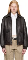 Hommegirls Brown Oversized Leather Bomber Jacket