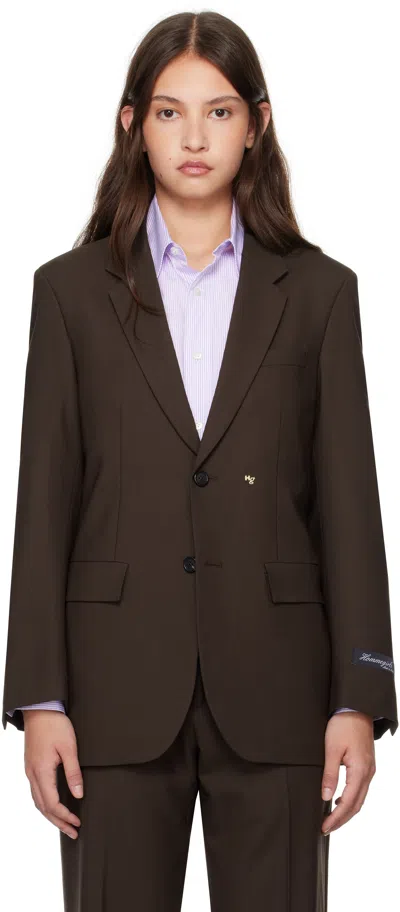 Hommegirls Brown Single Breasted Blazer In Espresso Brown