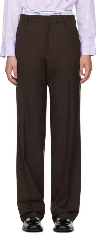 Hommegirls Brown Straight Leg Trousers In Espresso Brown