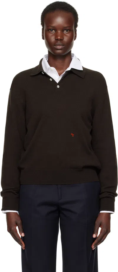 Hommegirls Brown Wool Polo In Chocolate Brown