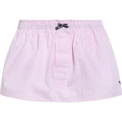 Hommegirls Check Cotton Boxer Miniskirt In Pink Graph