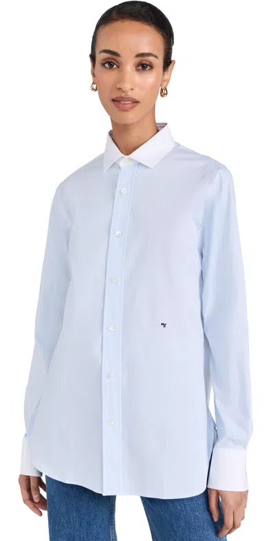 Hommegirls Classic Contrast Collar Shirt Ticking Stripe
