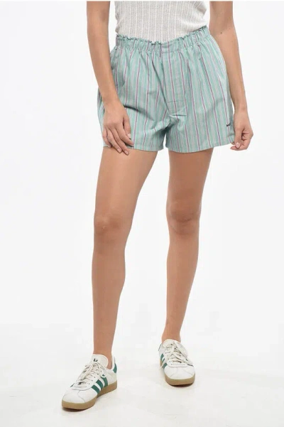Hommegirls Cotton Box2 Striped Shorts In Blue