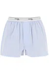 Hommegirls Cotton Pajama Boy Shorts With Logo Band In Light Blue (light Blue)