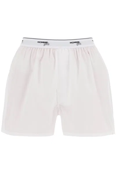 Hommegirls Cotton Boxer Shorts In White (white)