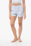 Hommegirls Cotton Pajama Boy Shorts With Logo Band In Blue