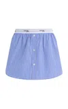 Hommegirls Shirttail Mini Skirt Bold Blue Stripe In Blue