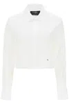 Hommegirls Cotton Twill Cropped Shirt In White