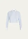 Hommegirls Cropped Shirt With Contrast Collar In Blue