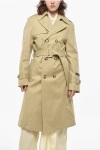 Hommegirls Double-breasted Cotton Trench Coat With Belt In Neutral