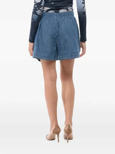 Hommegirls Elasticated-waist Denim Shorts In Blue