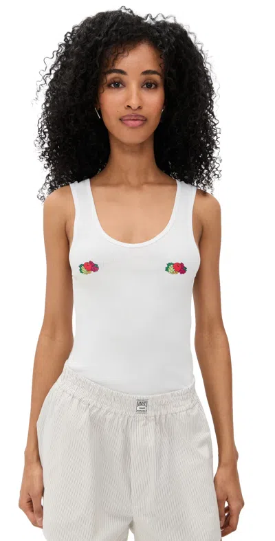 Hommegirls X Fruit Of The Loom Classic Tank With Double Logo In White