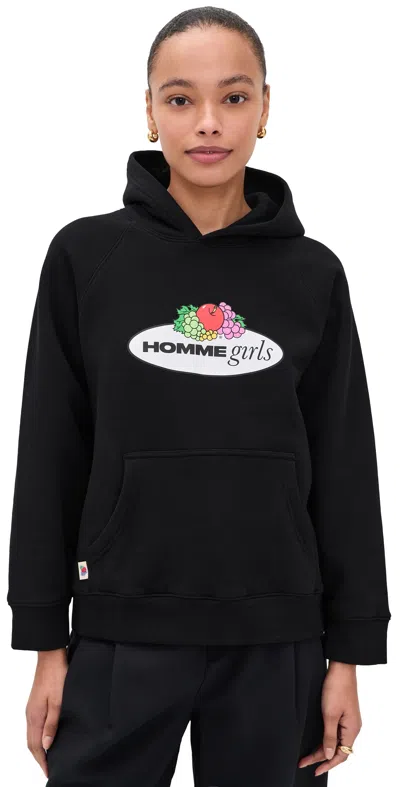 Hommegirls X Fruit Of The Loom Logo-print Raglan-sleeve Hoodie In Black