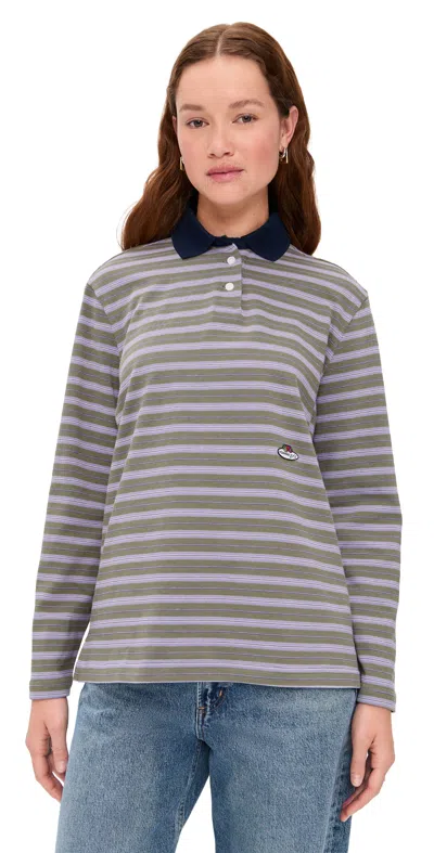 Hommegirls Homme Girls X Fruit Of The Loom Striped Long Sleeve Polo Lavendar Stripe
