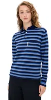 Hommegirls Knit Stripe Polo Blue Stripe In Blue
