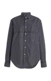 Hommegirls Layered Striped Cotton Shirt In Black