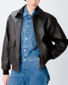 Hommegirls Brown Oversized Leather Bomber Jacket In Black