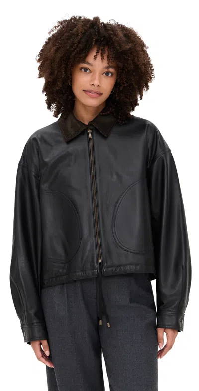 Hommegirls Leather Parachute Jacket Black
