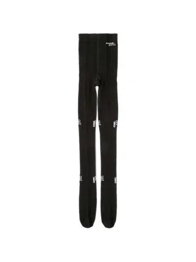 Hommegirls Logo-print Ribbed-knit Tights In Black