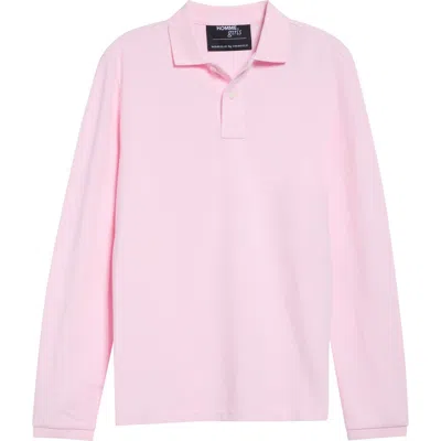 Hommegirls Long Sleeve Cotton Polo In Pink