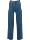 Hommegirls Medium Blue Straight Leg Jeans In Black