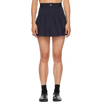 Hommegirls Navy Pleated Miniskirt In Blue