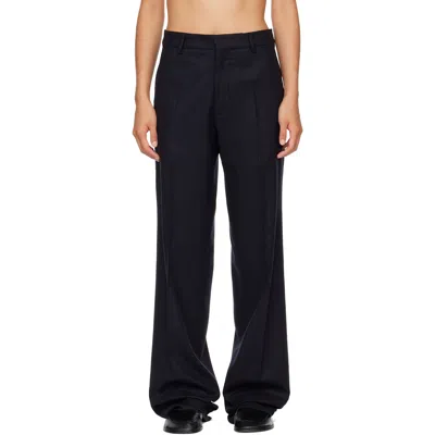 Hommegirls Navy Slim Trousers In Multi