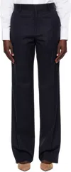 Hommegirls Navy Wool Straight Leg Trousers In Navy
