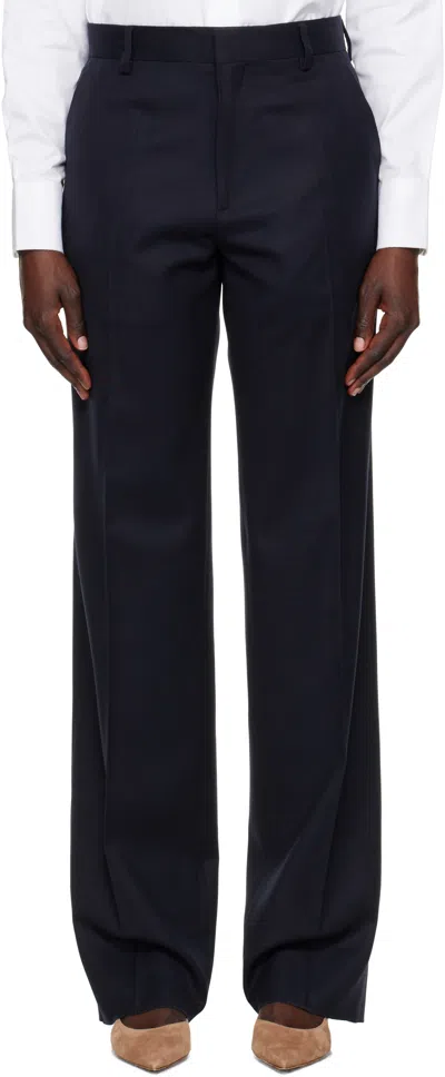 Hommegirls Navy Wool Straight Leg Trousers