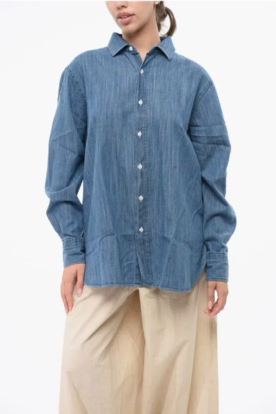 Hommegirls Oversized Denim Shirt In Blue