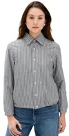 Hommegirls Striped Cotton Oxford Bomber Jacket In Gray