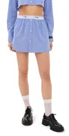 Hommegirls Shirttail Mini Skirt Bold Blue Stripe In Bold Blue Stripe