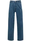 Hommegirls Medium Blue Straight Leg Jeans In Black