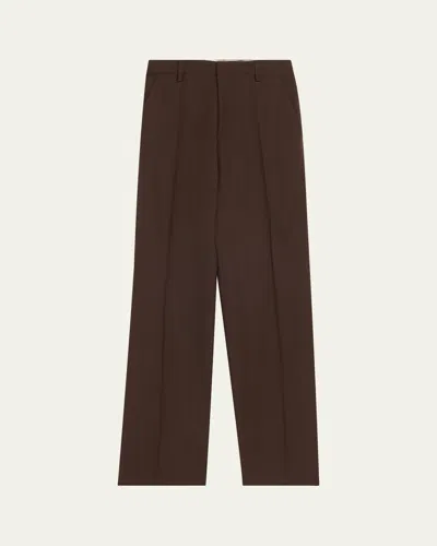 Hommegirls Straight Leg Wool Pants In Espresso Brown