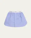 Hommegirls Stripe Shirttail Mini Skirt In Bold Blue Stripe