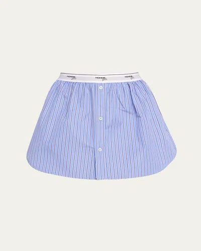 Hommegirls Stripe Shirttail Mini Skirt In Bold Blue Stripe