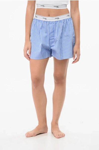Hommegirls Striped Cotton Boxer Pajama Boy Shorts In Blue