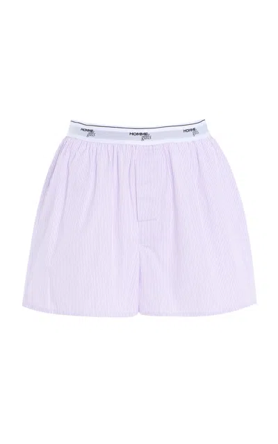 Hommegirls Striped Cotton Boxers In Purple