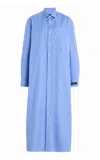 Hommegirls Striped Cotton Maxi Shirt Dress In Blue