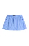 Hommegirls Striped Cotton Mini Boxer Skirt In Blue