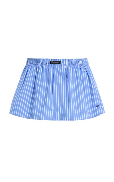 Hommegirls Striped Cotton Mini Boxer Skirt In Blue