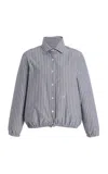 Hommegirls Striped Cotton Oxford Bomber Jacket