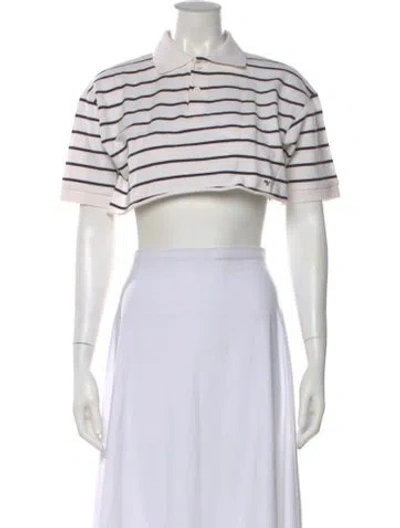 Pre-owned Hommegirls Striped Short Sleeve Polo In White