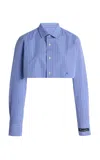 Hommegirls Super Cropped Cotton Shirt In Black