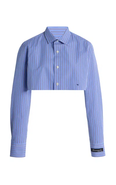 Hommegirls Super Cropped Cotton Shirt In Black