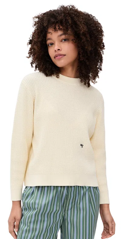 Hommegirls Waffle Knit Pullover Cream In Neutral