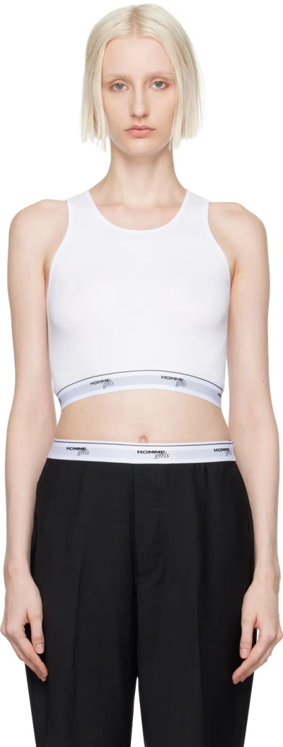 Hommegirls White Cropped Tank Top